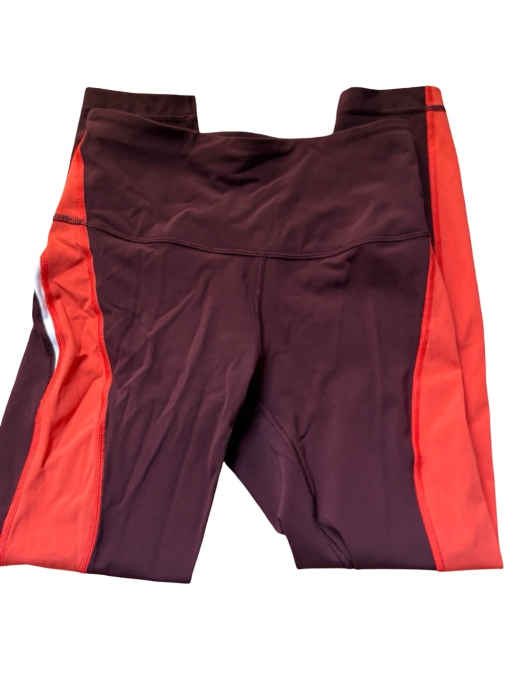 Lululemon Burgundy High-Rise Colorblock Leggings Size 6 Red White